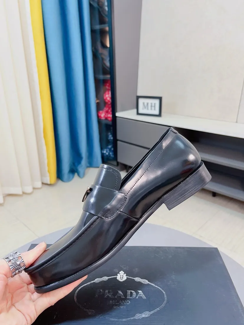 Men's shoes 💰540🌹🌹【PRADA Leather Shoes】Top purchasing agency Original imported Italian custom-made open-edge beaded cowhide leather surface, fully imported water-dyed breathable cowhide lining, original factory special molded sole super comfortable, size: 38-44